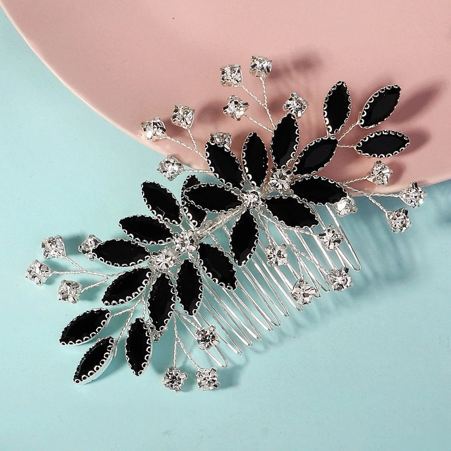 Women's Simple Style Classic Style Color Block Copper Inlay Rhinestones Insert comb