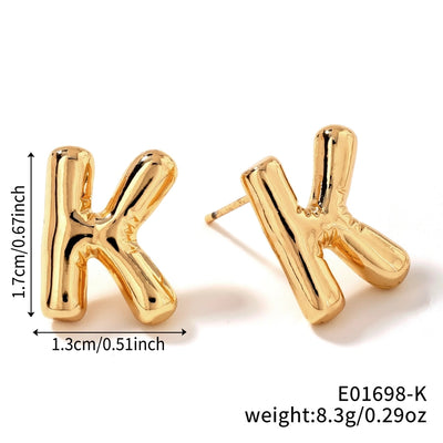 1 Pair Sweet Simple Style Shiny Letter Plating Copper K Gold Plated Ear Studs