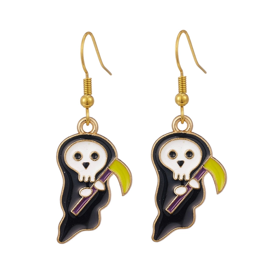 1 Pair Funny Simple Style Halloween Pattern Enamel 304 Stainless Steel 18K Gold Plated Drop Earrings