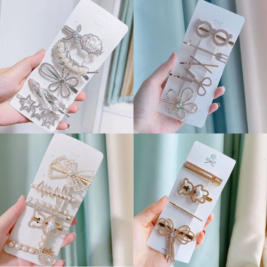 fashion classic barrettes simple inlay pearl bangs barrettes