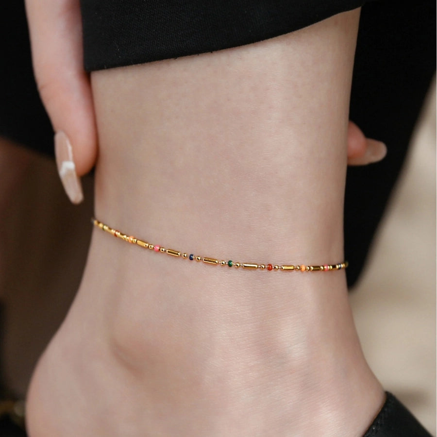Jewelry Pastoral Simple Style Geometric 304 Stainless Steel Enamel Bracelets Anklet