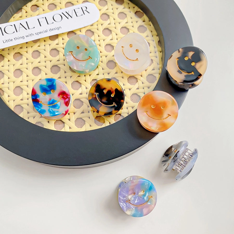 cartoon style Smile face acetic acid sheets printing hair clip