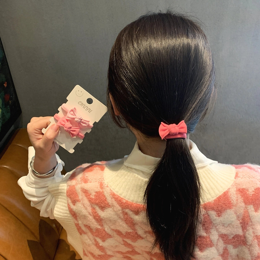 cute rainbow fluorescent solid color bow tie ponytail head rope set
