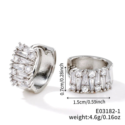 1 Pair Elegant Basic Round Inlay Copper Zircon Rhodium Plated Ear clip