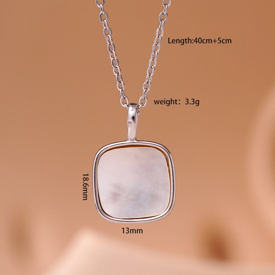 Jewelry Simple Style Geometric 304 Stainless Steel Copper Shell Inlay Pendant Necklace