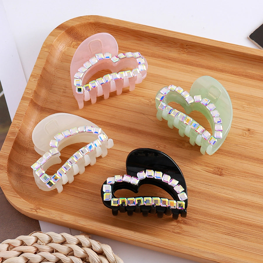 Women's Simple Style Classic Style Heart Shape Rhinestone Acetic acid sheets Hollow Out Inlay Rhinestones Hair Claws