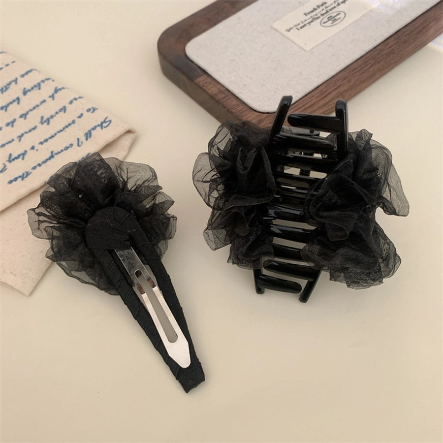 Women's Simple Style Classic Style Flower Gauze Inlay Rhinestones Hair Clip