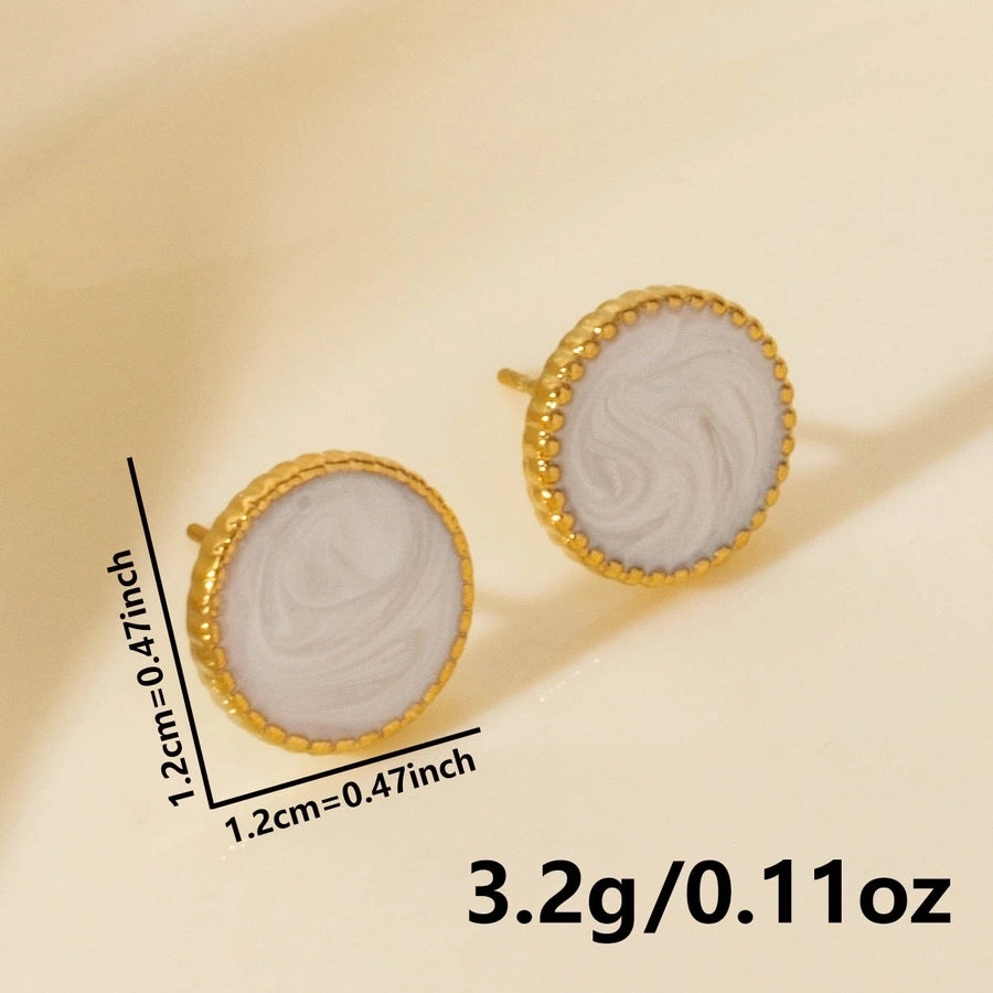 1 Pair Elegant Geometric Round 304 Stainless Steel Ear Studs