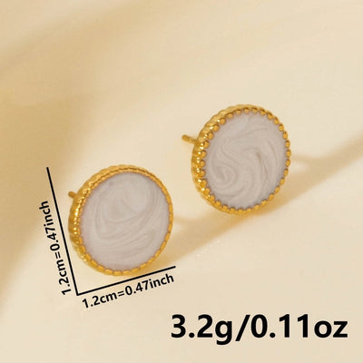 1 Pair Elegant Geometric Round 304 Stainless Steel Ear Studs