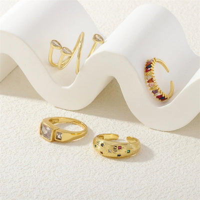 Jewelry Vintage Style Classic Style Geometric Lines Copper Zircon Open Rings