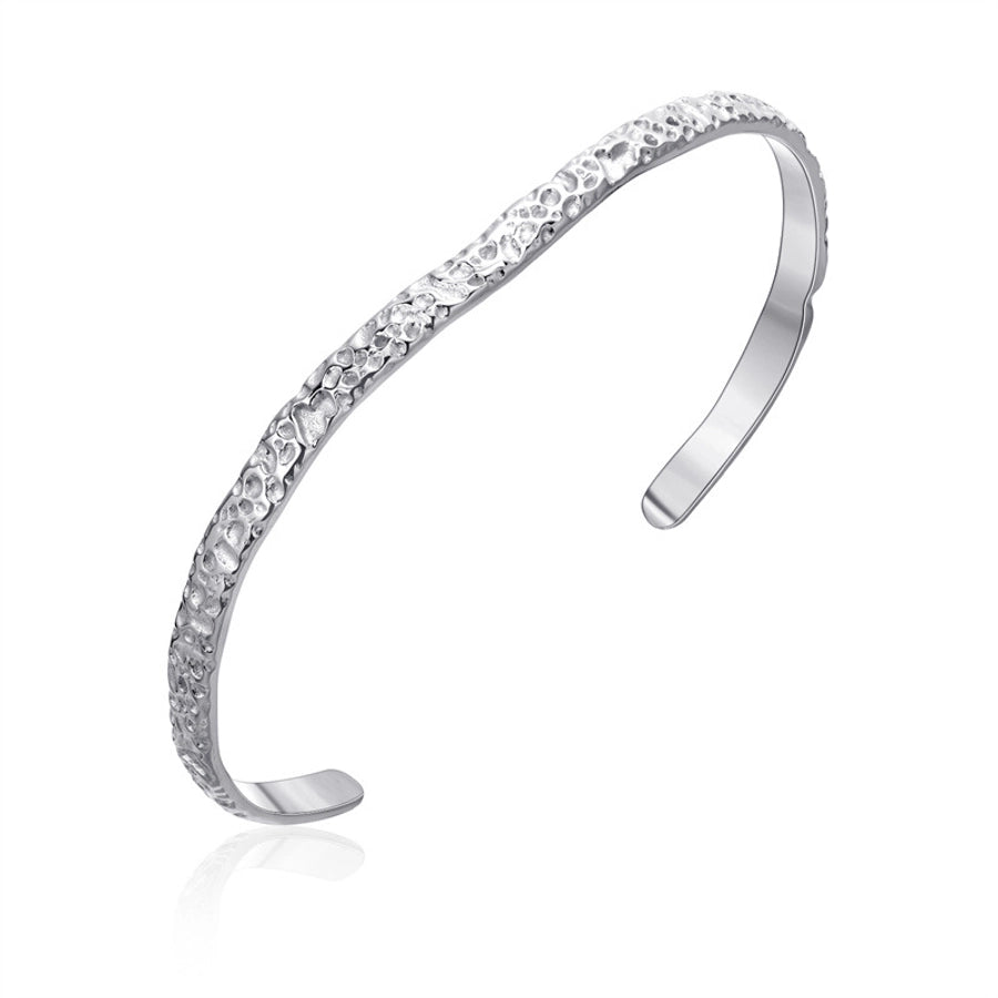 Simple Style Solid Color 304 Stainless Steel Bangle In Bulk