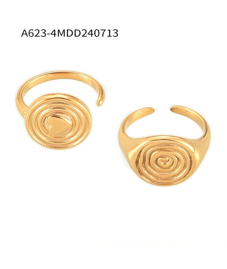 Jewelry Hawaiian Modern Style Circle Heart Shape Titanium Steel Open Rings