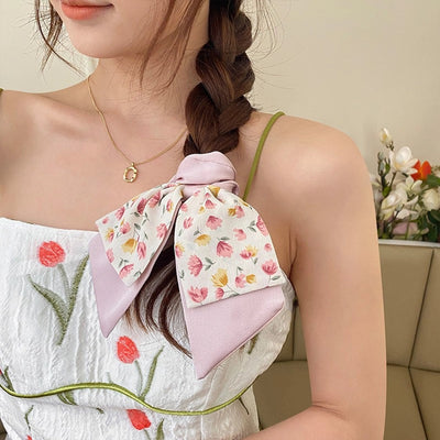 Women's Casual Sweet Flower Cloth Pearl Hair Tie
