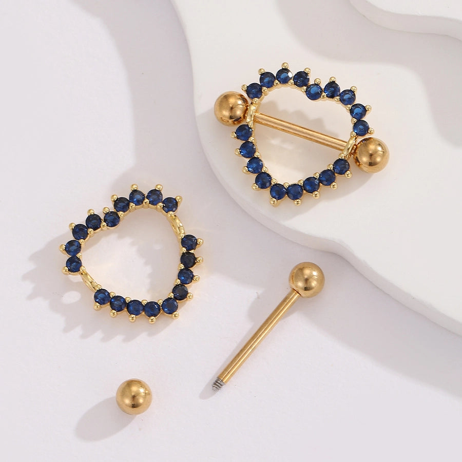 1 Pair Ear Cartilage Rings & Studs Modern Style Shiny Heart Shape 304 Stainless Steel Inlay Zircon Ear Cartilage Rings & Studs