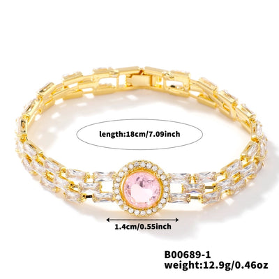 Copper K Gold Plated Inlay Water Droplets Zircon Bracelets