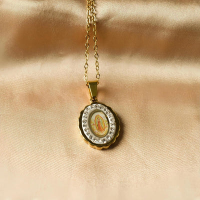 Jewelry Retro Religion Human Virgin Mary 304 Stainless Steel Diamond Plating Pendant Necklace