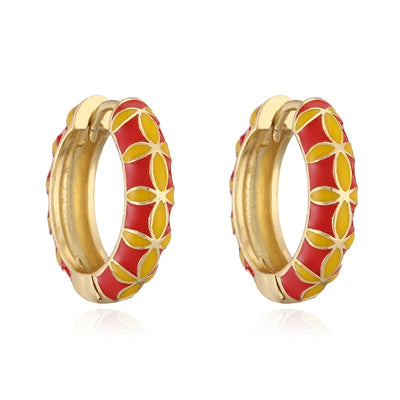 1 Pair Vacation Sweet Simple Style Flower Enamel Copper 18K Gold Plated Earrings