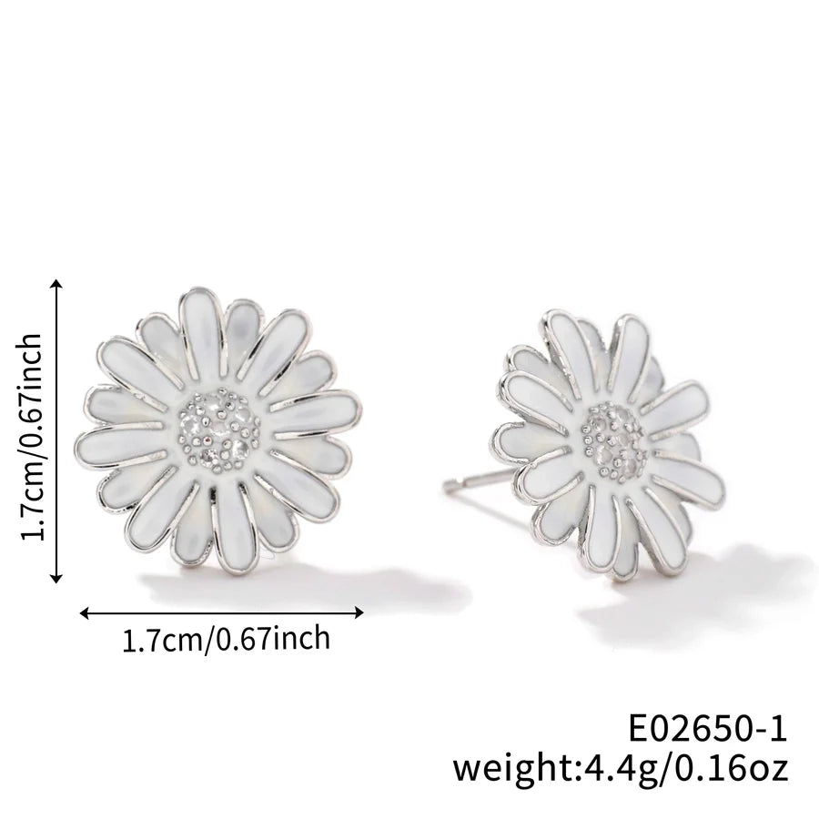 1 Pair Glam Pastoral Shiny Floral Inlay Copper Zircon K Gold Plated Rhodium Plated Ear Studs