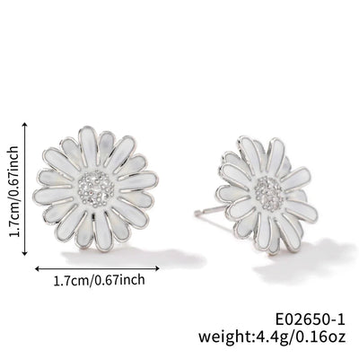 1 Pair Glam Pastoral Shiny Floral Inlay Copper Zircon K Gold Plated Rhodium Plated Ear Studs