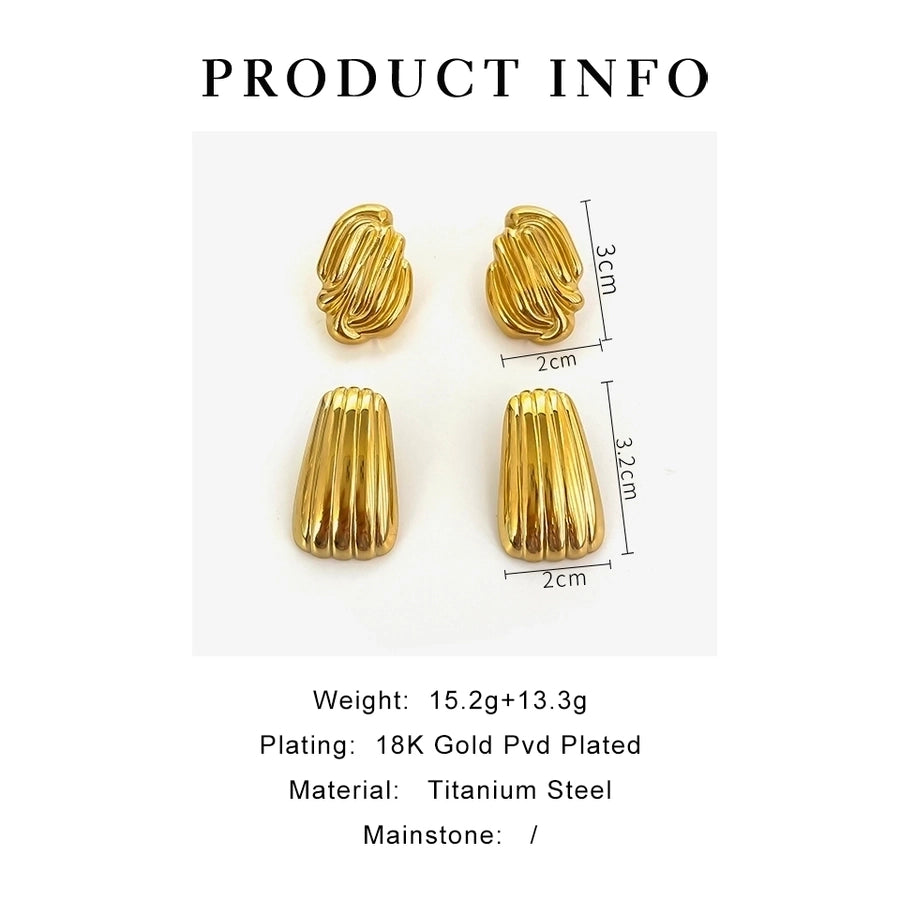 1 Pair Nordic Style Simple Style Commute Geometric Irregular 316L Stainless Steel  18K Gold Plated Earrings