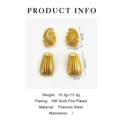 1 Pair Nordic Style Simple Style Commute Geometric Irregular 316L Stainless Steel  18K Gold Plated Earrings