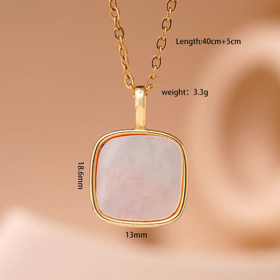 Jewelry Simple Style Geometric 304 Stainless Steel Copper Shell Inlay Pendant Necklace