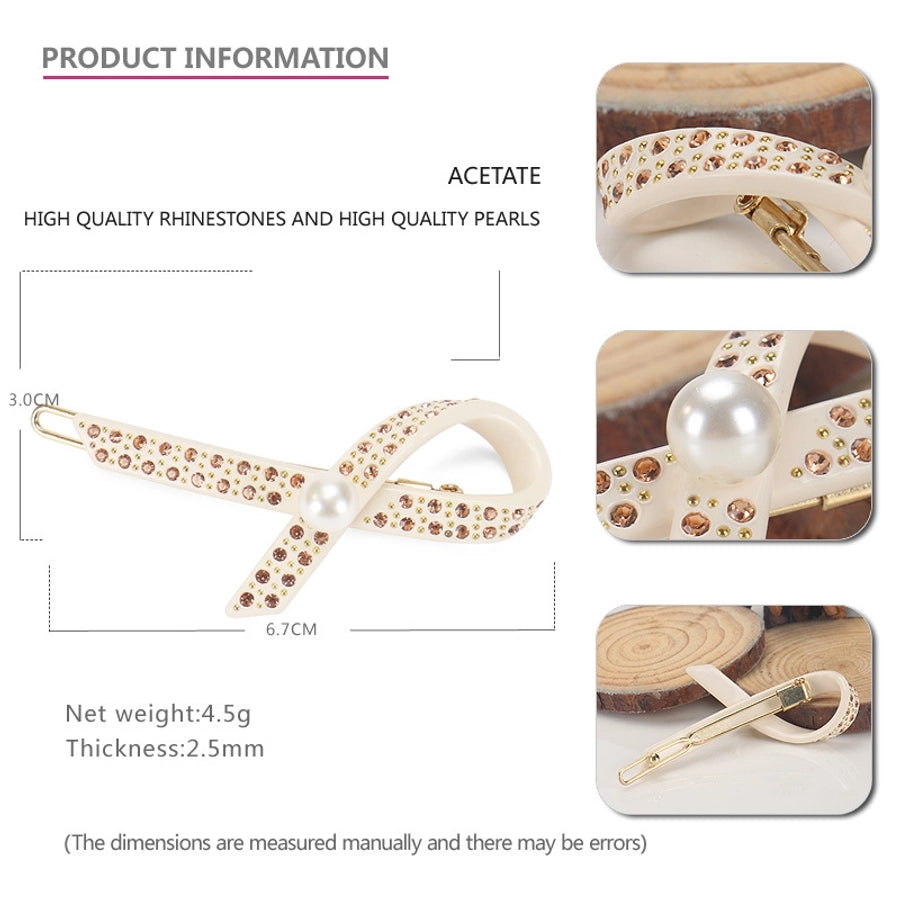 Women's Elegant Lady Streetwear Geometric Acetic acid sheets Criss Cross Rhinestones Hair Clip