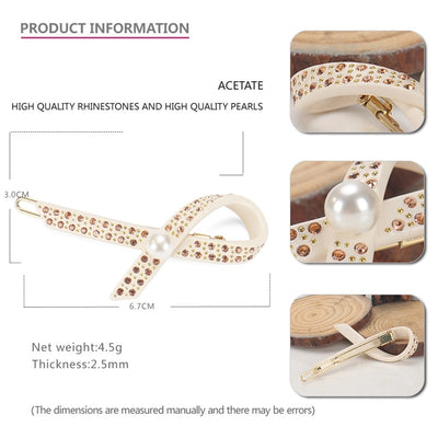 Women's Elegant Lady Streetwear Geometric Acetic acid sheets Criss Cross Rhinestones Hair Clip