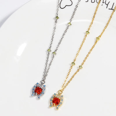 Copper cable chain Inlay Geometric Zircon Pendant Necklace