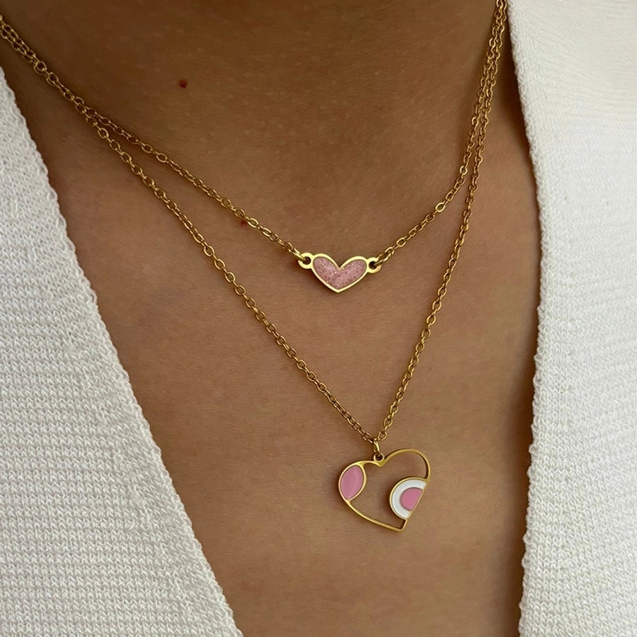 Jewelry Simple Style Heart Shape 316L Stainless Steel  18K Gold Plated Irregular Pendant Necklace