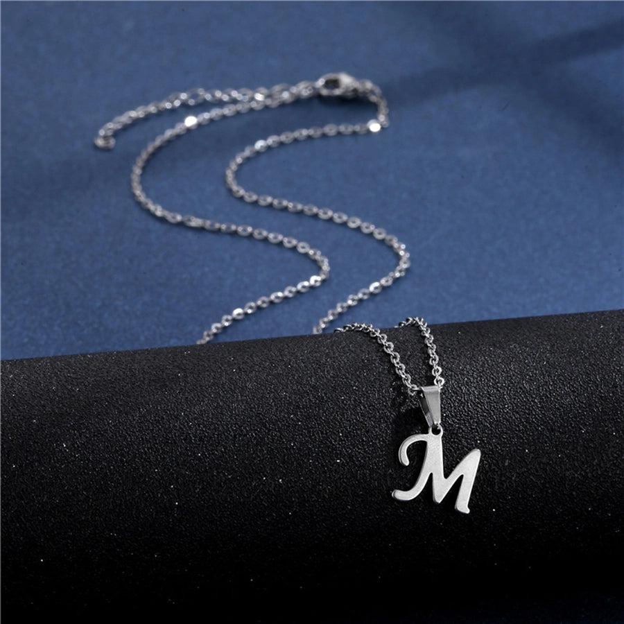 Jewelry Casual Simple Style Classic Style Letter 201 Stainless Steel Silver Plated Hollow Out Pendant Necklace