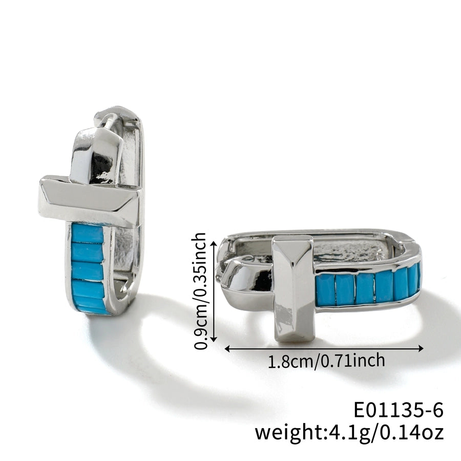 1 Pair Elegant Simple Style Shiny Geometric Inlay Copper Glass K Gold Plated Rhodium Plated Ear clip