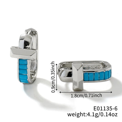 1 Pair Elegant Simple Style Shiny Geometric Inlay Copper Glass K Gold Plated Rhodium Plated Ear clip