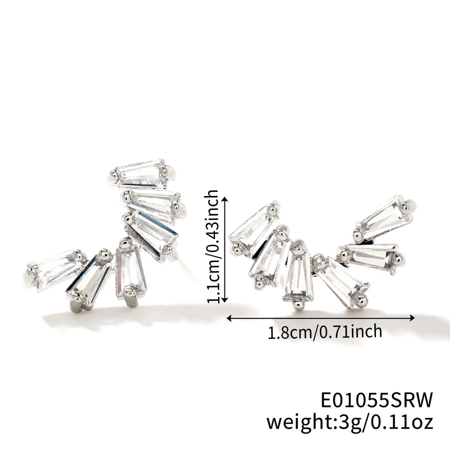 1 Pair Elegant Glam Shiny Cat Inlay Copper Zircon K Gold Plated Rhodium Plated Earrings