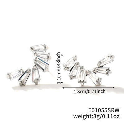 1 Pair Elegant Glam Shiny Cat Inlay Copper Zircon K Gold Plated Rhodium Plated Earrings