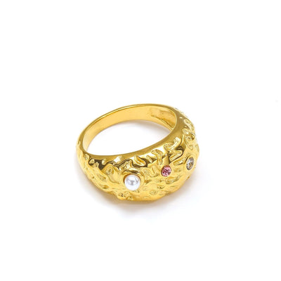 Jewelry Casual Elegant Geometric 304 Stainless Steel Zircon 18K Gold Plated Irregular Rings