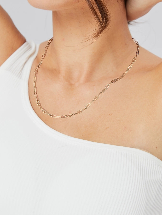 Brass 18K Gold Plated Paper Clip Solid Color Long Necklace Necklace