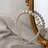 fashion plaid cloth handmade artificial pearls rhinestones hair band 1 piece