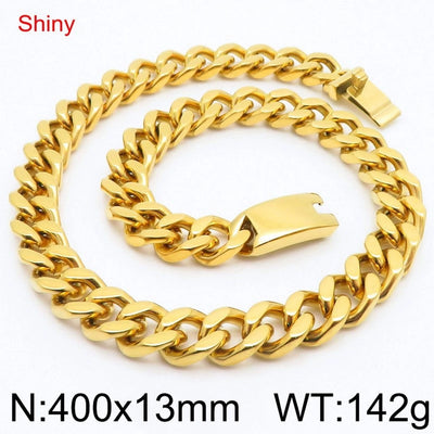 Fashion Minimalist Atmospheric Stainless Steel Cuban Link Chain Bracelet Necklace