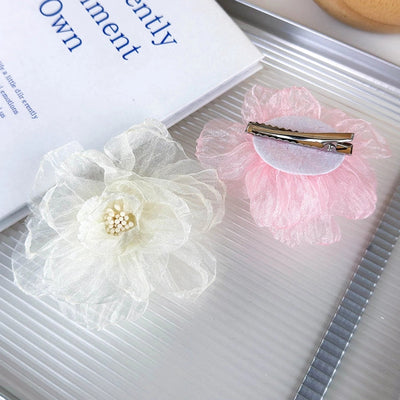 Women's Elegant Romantic Solid Color Gauze Patchwork Hair Clip