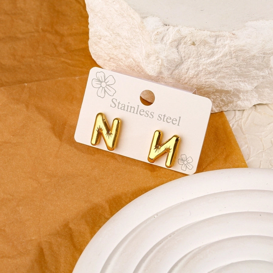 1 Pair Simple Style Classic Style Letter 304 Stainless Steel 18K Gold Plated Ear Studs