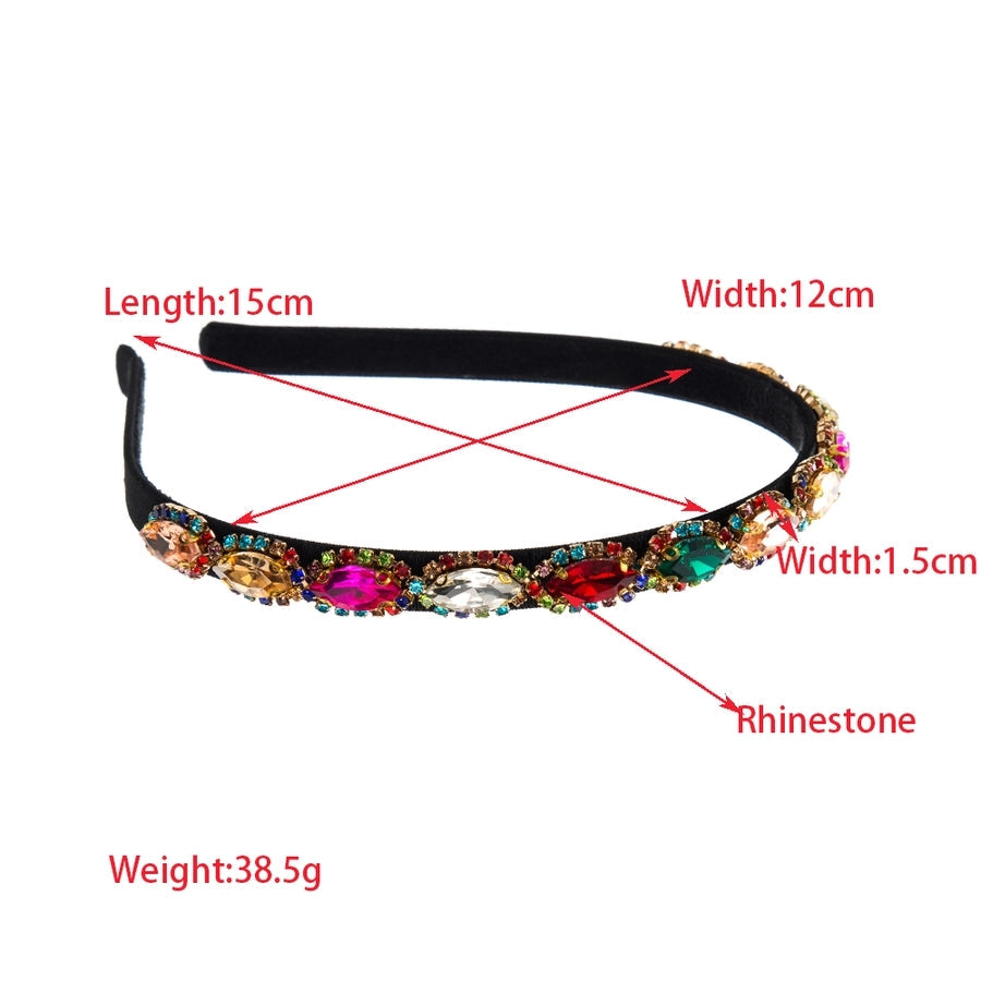 ig style shiny oval cloth inlay rhinestones hair band
