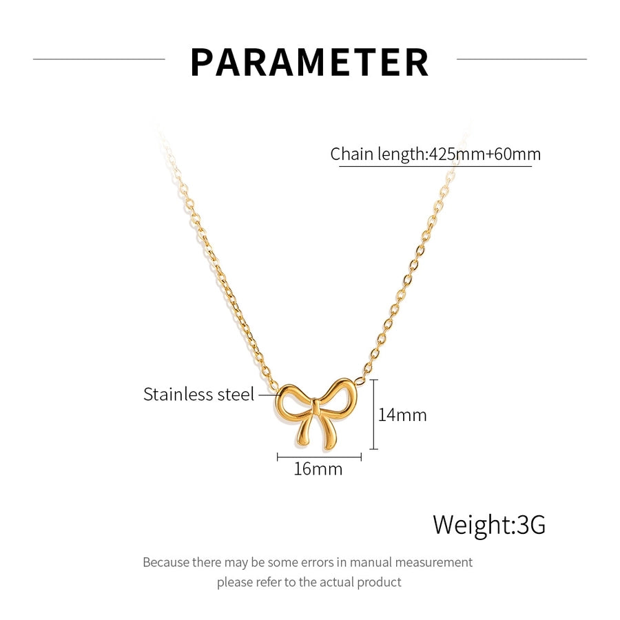 Jewelry IG Style Simple Style Bow Knot 304 Stainless Steel Pendant Necklace