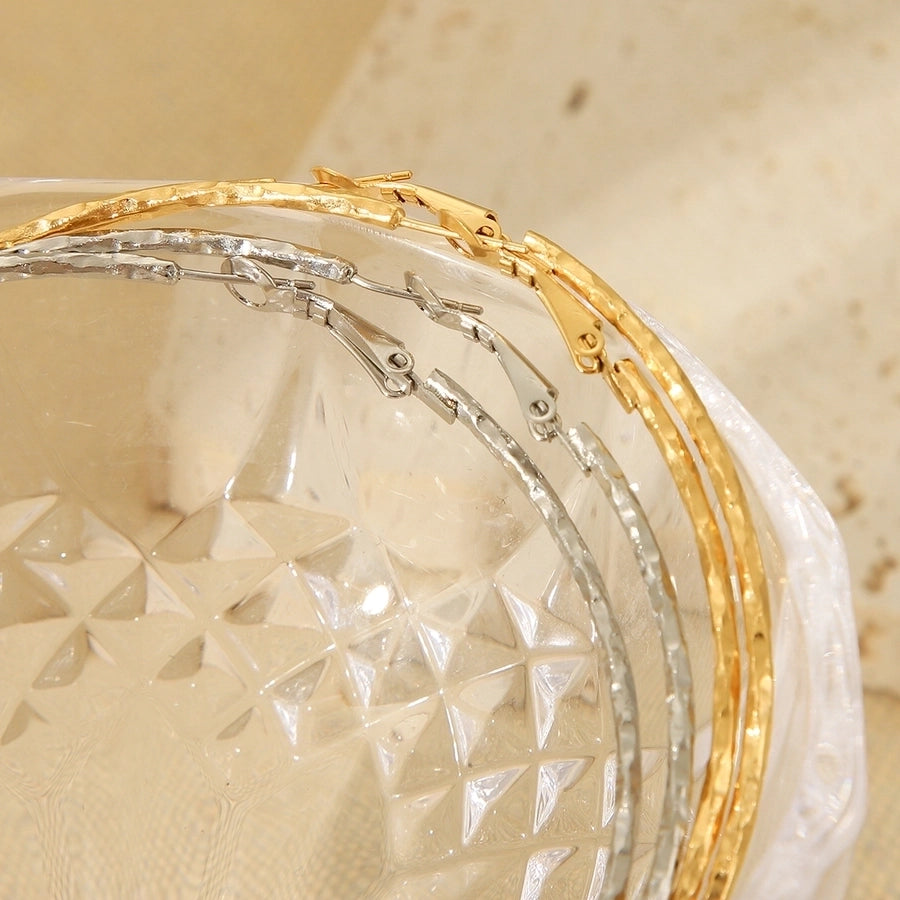 1 Pair IG Style Exaggerated Circle Solid Color Plating 304 Stainless Steel 18K Gold Plated Earrings