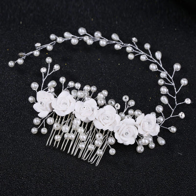 fashion bridal handmade pearl flower soft  flower hair comb