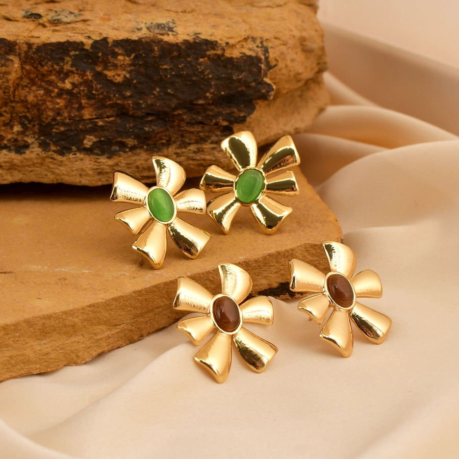 1 Pair Retro Simple Style Classic Style Flower 304 Stainless Steel Ear Studs