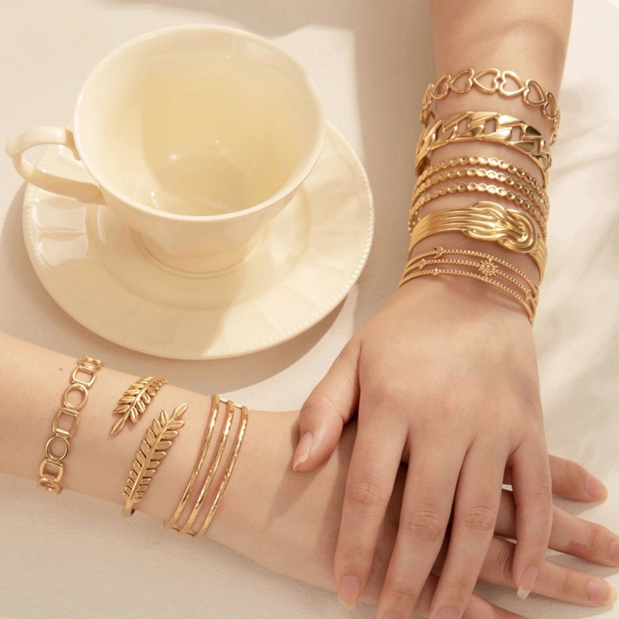 Vintage Style French Style Simple Style Leaf Heart Shape 304 Stainless Steel Bangle In Bulk