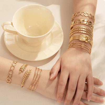 Vintage Style French Style Simple Style Leaf Heart Shape 304 Stainless Steel Bangle In Bulk