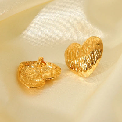 1 Piece IG Style Heart Shape Plating 304 Stainless Steel 18K Gold Plated Ear Studs