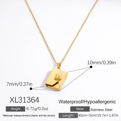 Jewelry Vintage Style Classic Style Book envelope Heart Shape Titanium Steel Plating Pendant Necklace